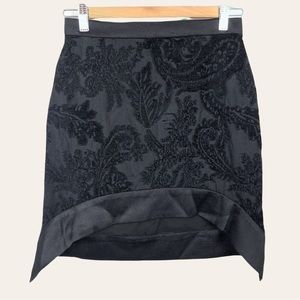 Walter Baker Angelica Tapestry Brocade Velvet Asymmetric Edgy Mini Skirt Black 2